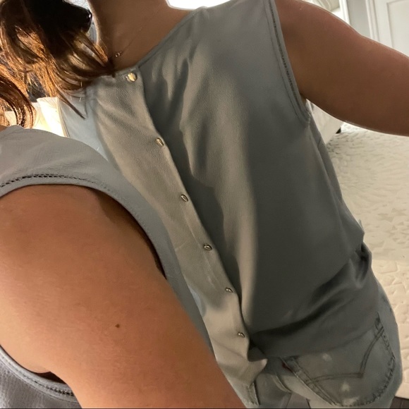 REISS bluish gray sleeveless shell shirt size US 2 - Picture 3 of 10